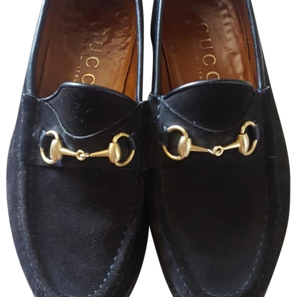 Gucci Black Horsebit Suede loafers